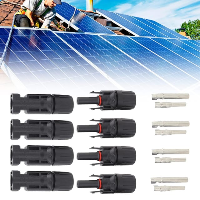[neuwertig] Solaranschluss, Mc4-anschluss, Pv-anschluss, Photovoltaik-solaranschluss, Männliche/weibliche Solarpanel-kabelanschlüsse, Wasserdichte Dichtung, Für Solar-photovoltaik-panel, 4 Paare-inhh