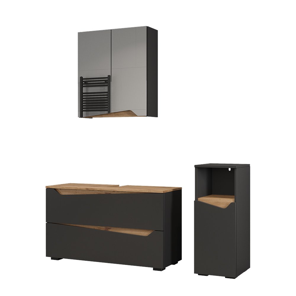 Badmöbel-set Marelle, Anthrazit/artisan-eiche, 3 Teile, Vicco