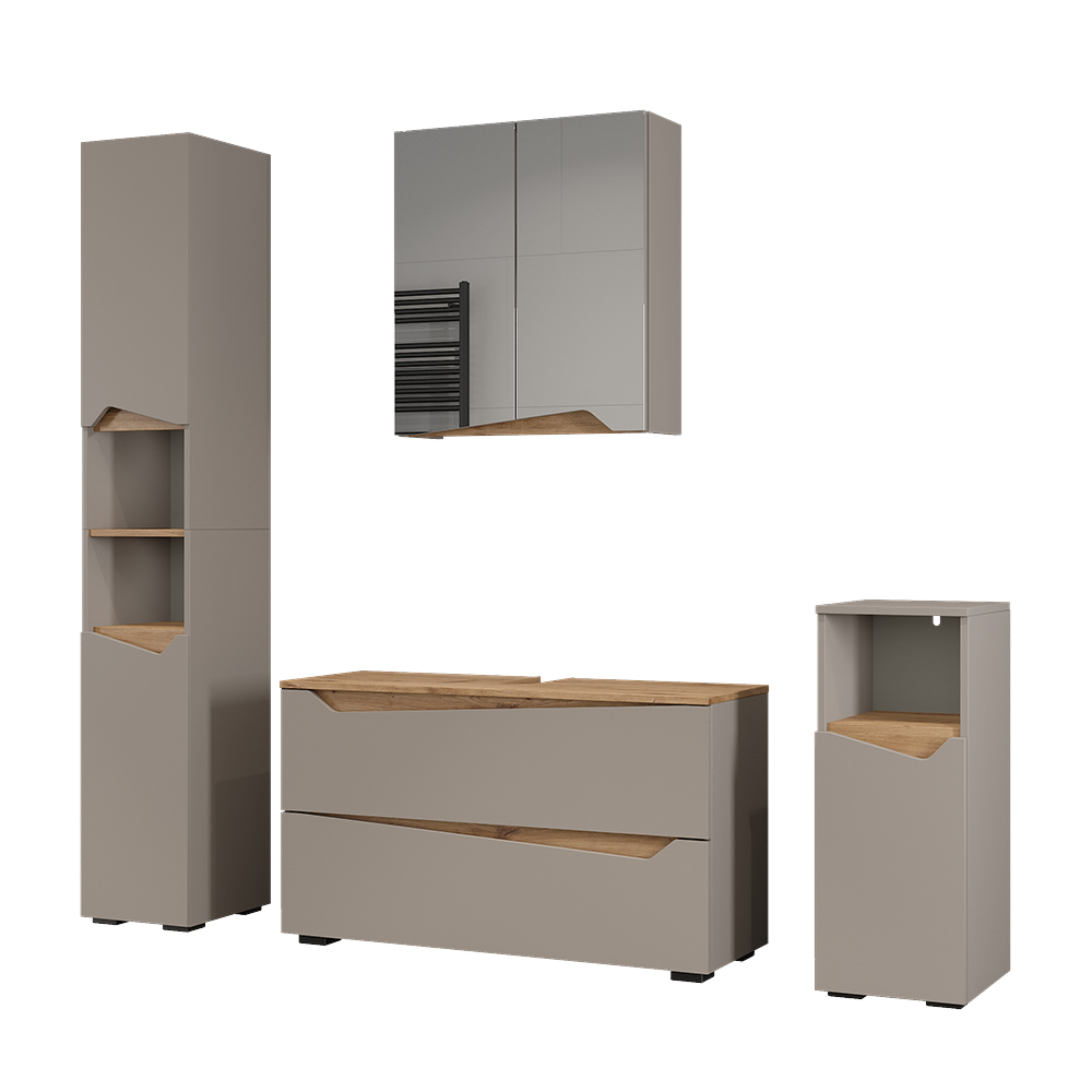 Badmöbel-set Marelle, Greige/artisan-eiche, 4 Teile, Vicco