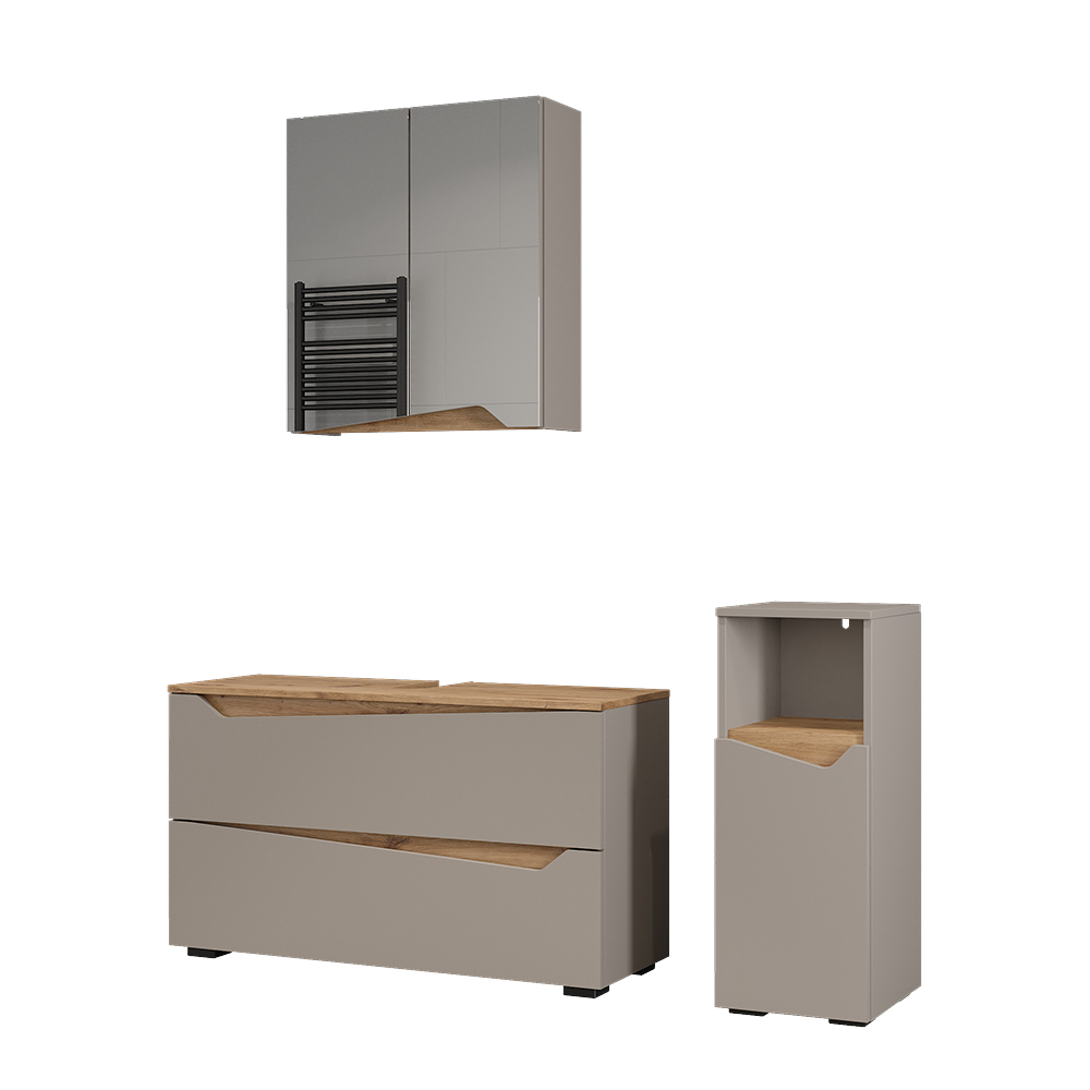 Badmöbel-set Marelle, Greige/artisan-eiche, 3 Teile, Vicco