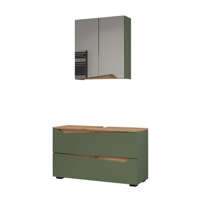 Badmöbel-set Marelle, Grün/artisan-eiche, 2 Teile, Vicco
