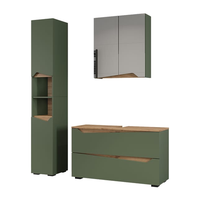 Badmöbel-set Marelle, Grün/artisan-eiche, 3 Teile, Vicco