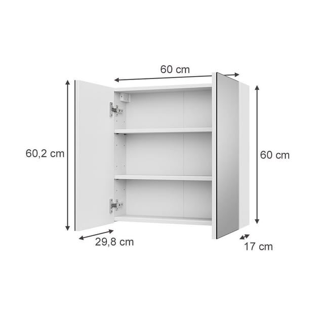 Badspiegelschrank Lavia, Weiß, 60 X 60.2 Cm, Vicco