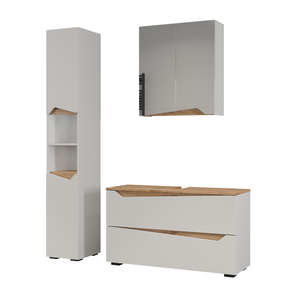 Badmöbel-set Marelle, Weiß/artisan-eiche, 3 Teile, Vicco