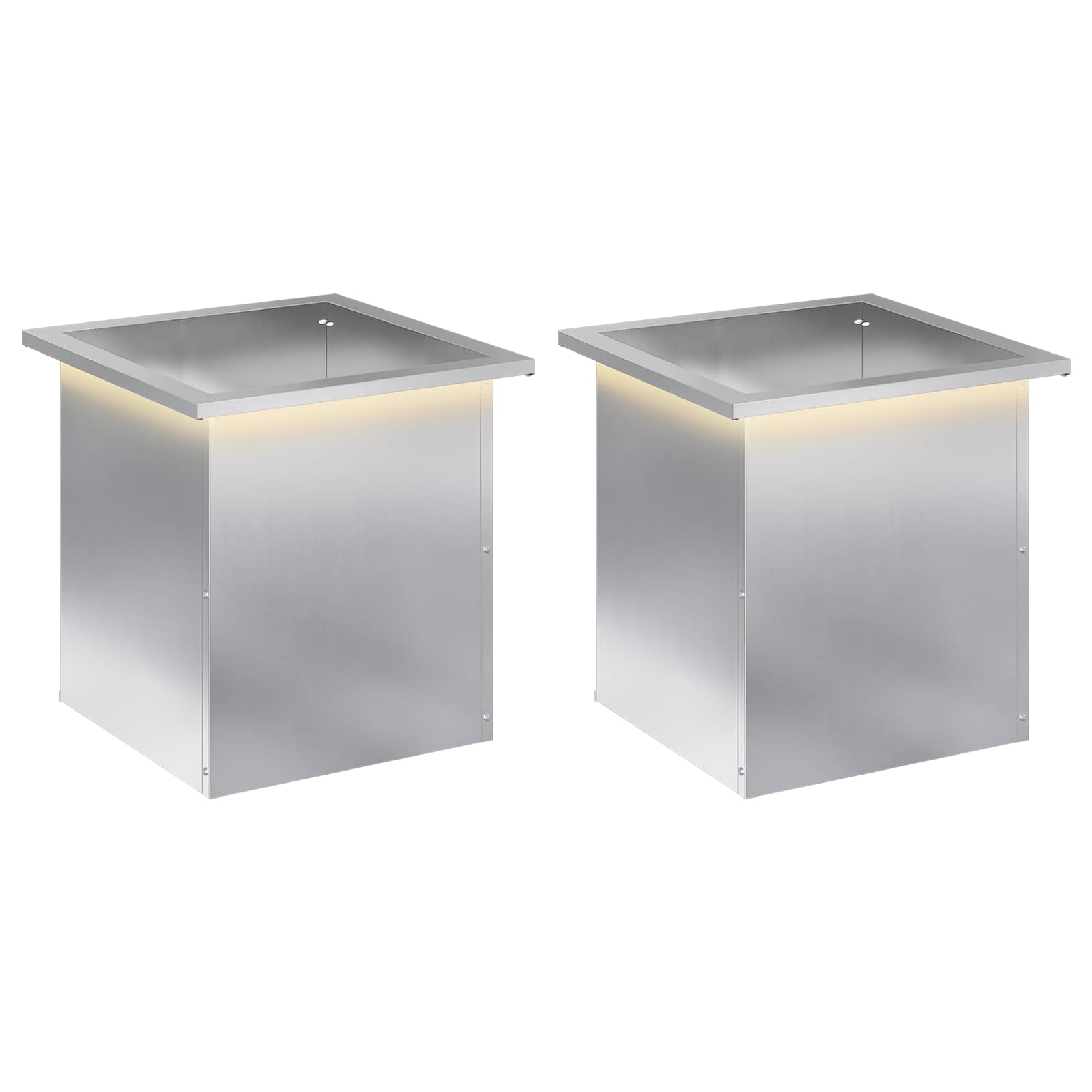 Garten-pflanzkübel Mit Led 2 Stk. Silber 40 X 40 X 40 Cm Vidaxl