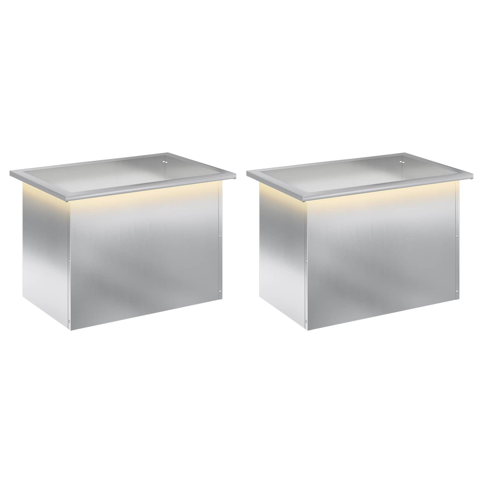 Garten-pflanzkübel Mit Led 2 Stk. Silber 40 X 60 X 40 Cm Vidaxl