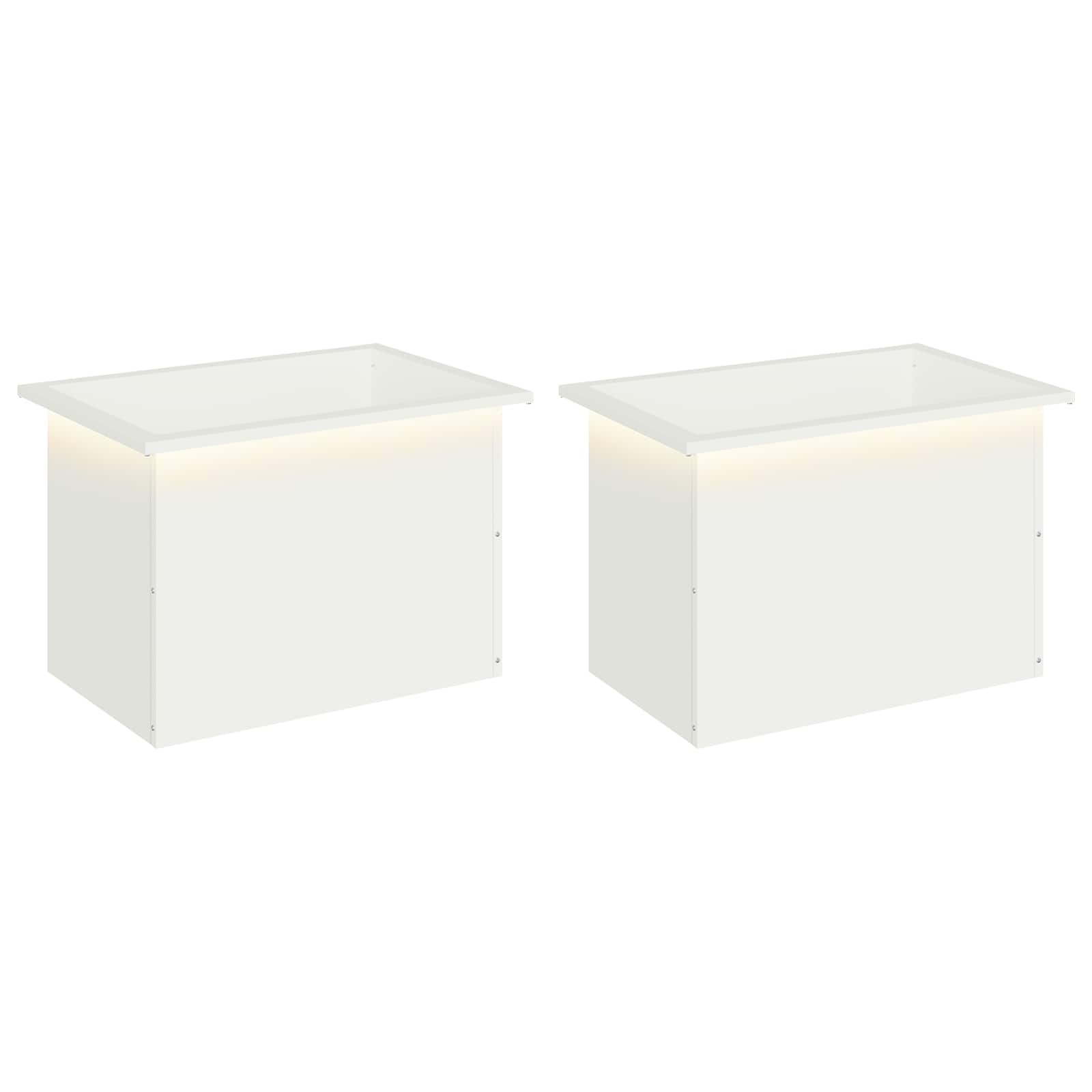 Garten-pflanzkübel Mit Led 2 Stk. Weiß 40 × 60 × 40 Cm Stahl Vidaxl