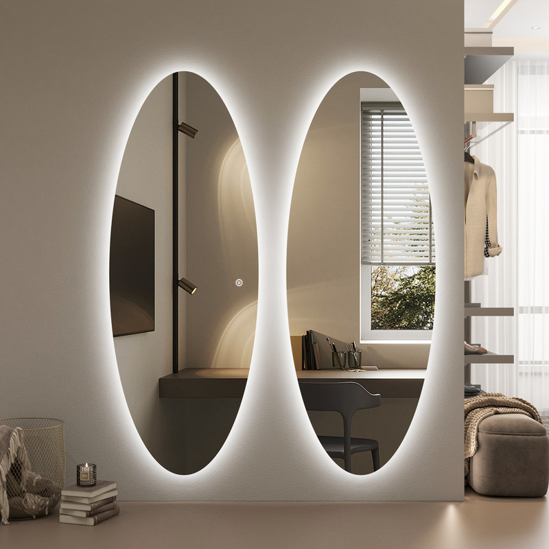 60x165 Cm Led Standspiegel Ganzkörperspiegel Mit Beleuchtung Ovaler Spiegel Mit Beleuchtung Für Hotel Friseursalon Beauty Studio Wohnzimmer