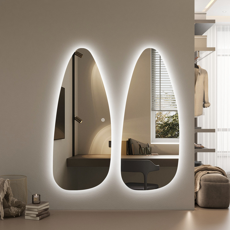 60x165 Cm Led Standspiegel Ganzkörperspiegel Mit Beleuchtung Asymetrischer Spiegel Mit Beleuchtung Für Hotel Friseursalon Beauty Studio Wohnzimmer