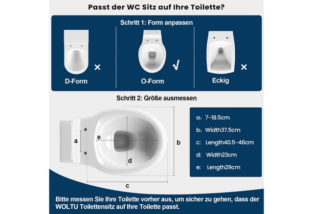 Toilettendeckel, Klodeckel WC-Sitz mit Absenkautomatik und Schnellverschluss, Toilettensitz o Form, Klobrille aus Duroplast, Top-Befestigungsset für