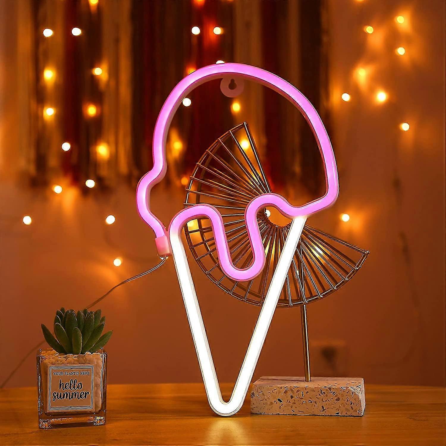 Led-neon-leuchtschilder In Eistütenform, Kawaii-zimmerdeko Für Teenager-mädchen, Batterie- Oder Usb-betriebene Dekorative Nachtlichter Für Drinnen, Schlafzimmer