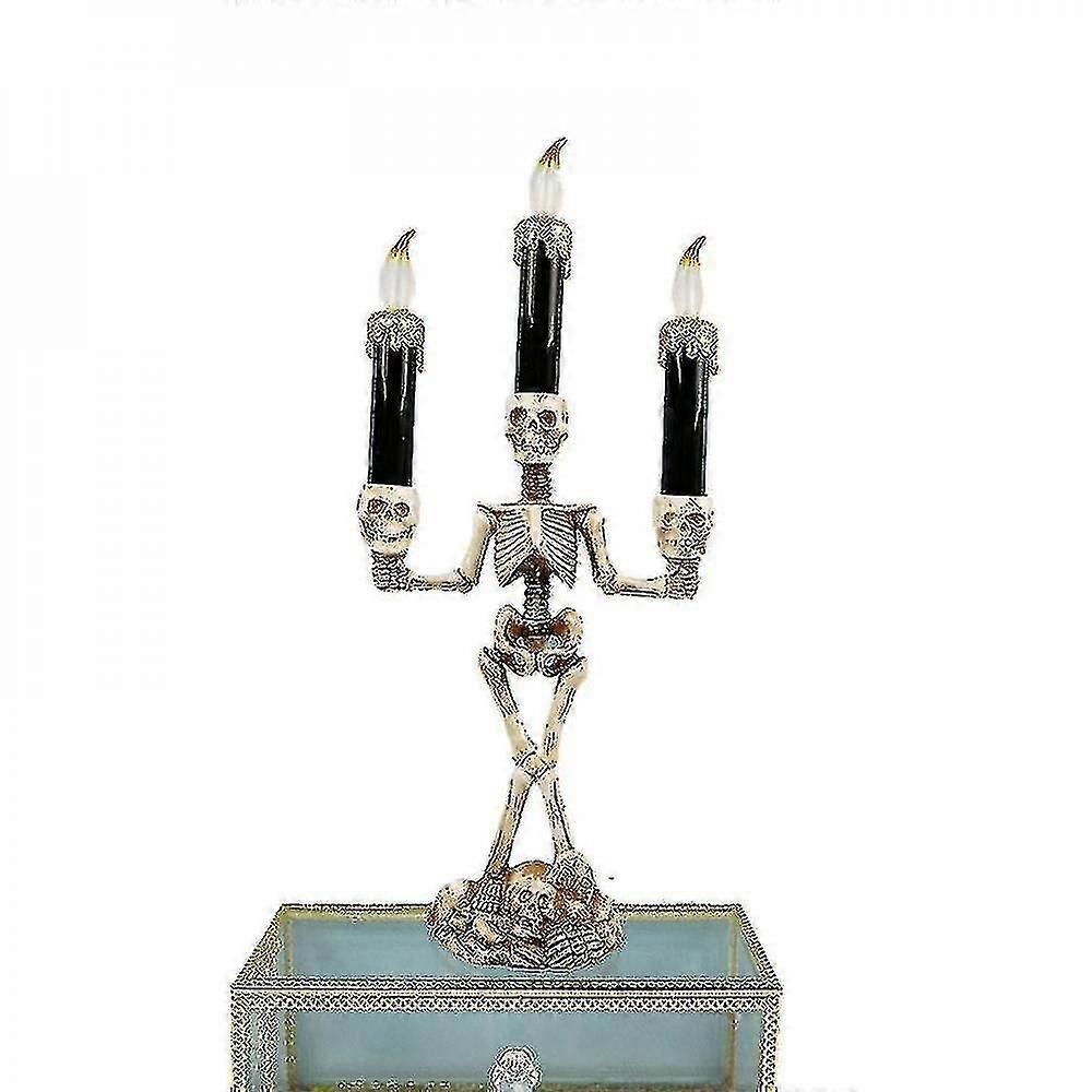 (goldene) Halloween-totenkopf-skelettlampe, Kreativer Kerzenständer, Heimdekoration
