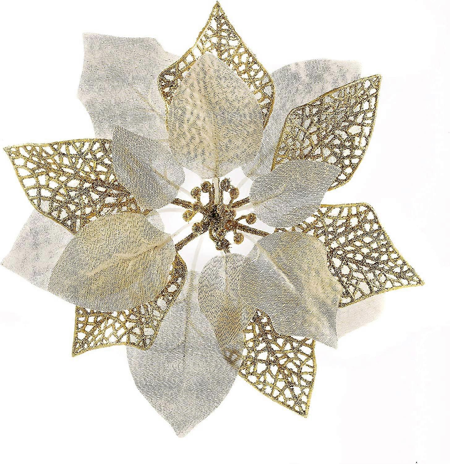 10er-packung Weihnachtssternblüten, Glitzernde Weihnachtssternsträucher, Weihnachtsbaumblüten
