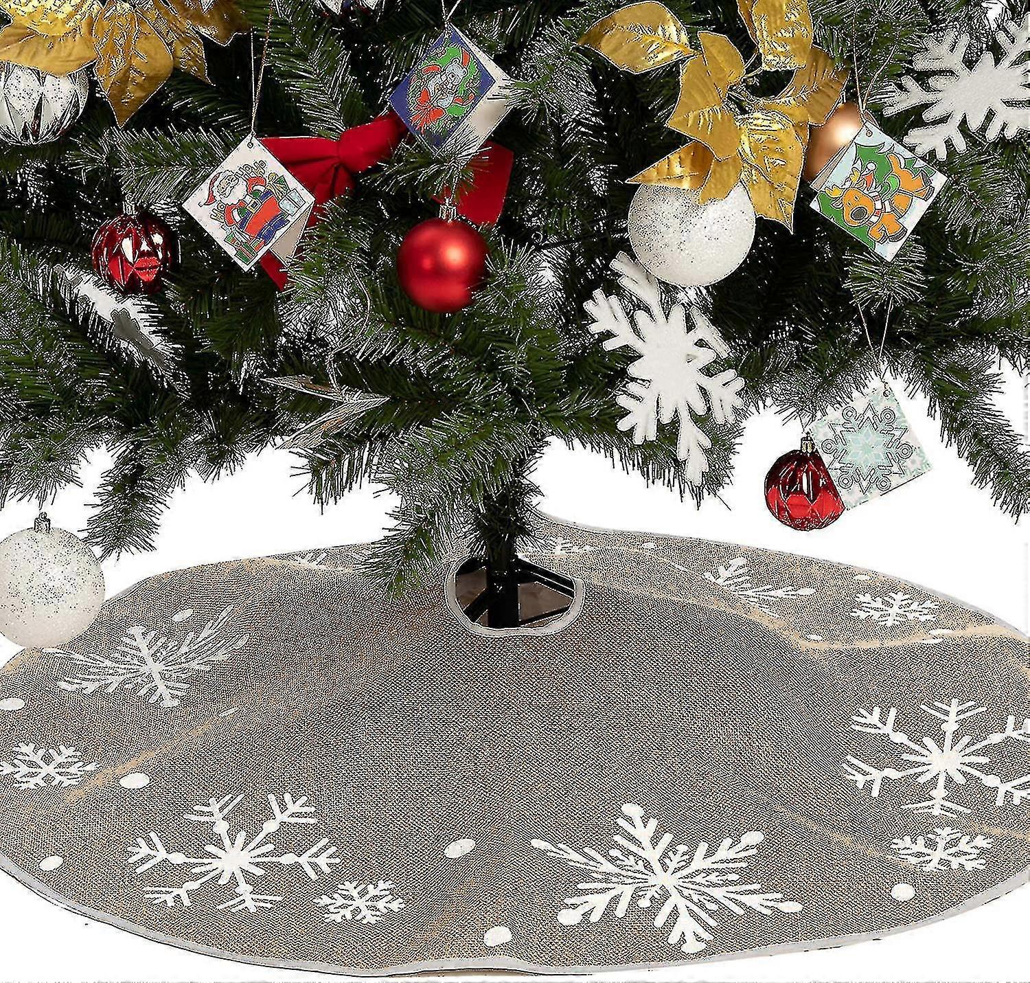Weihnachtsbaumdecke Mit Schneeflocken, 91 Cm (36 Zoll) Rustikale Baumdecke Dekoration Für Weihnachten, Zuhause, Feiertagsdekoration