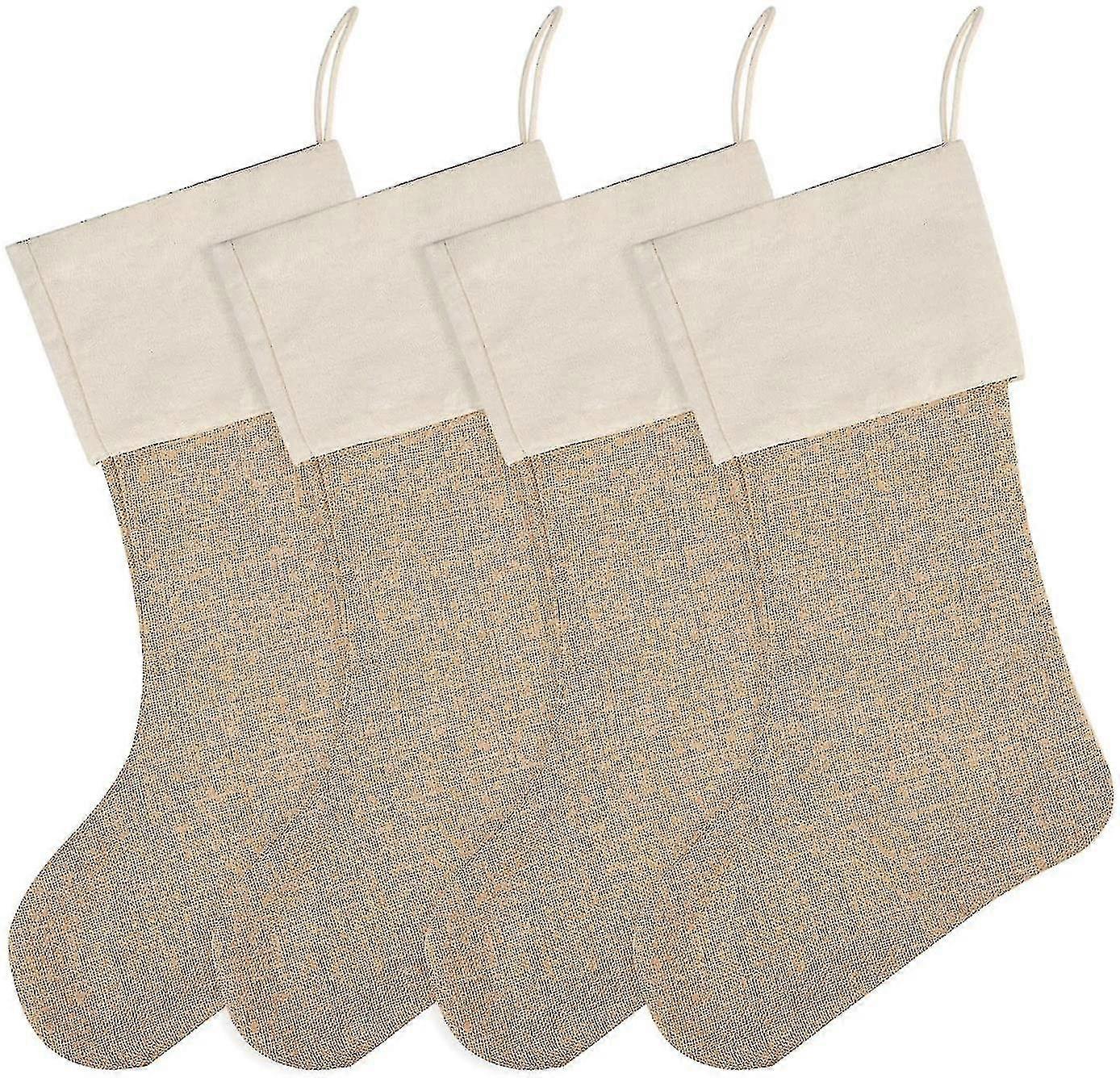 4 Stück Jute-weihnachtsstrümpfe Zum Aufhängen Am Kamin (diy)