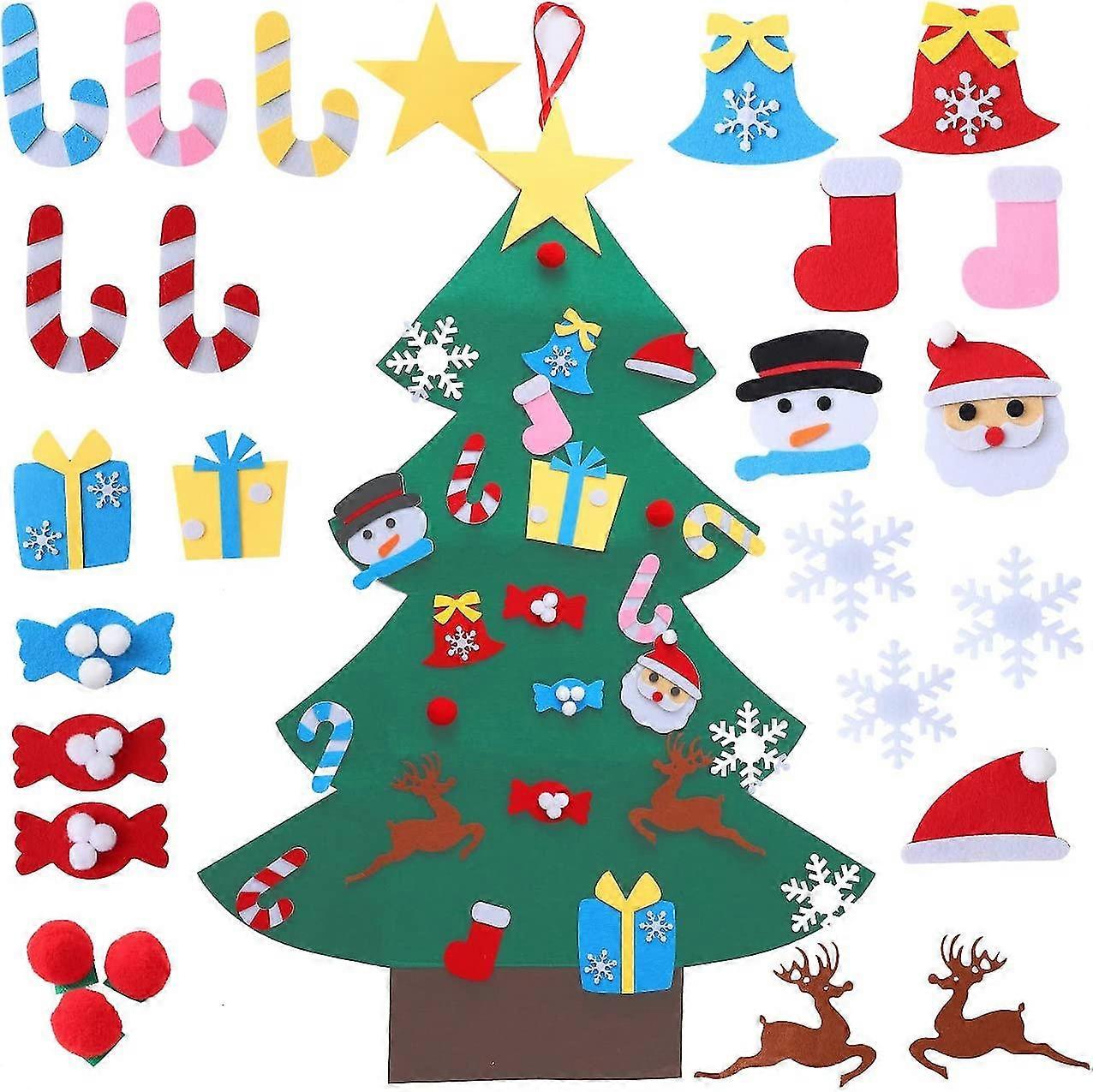 Diy-weihnachtsbaum Aus Filz, Weihnachtsbaumschmuck-set Für Kinder Mit Abnehmbarem Schmuck, Hängedekoration, Geeignet Für Kinder