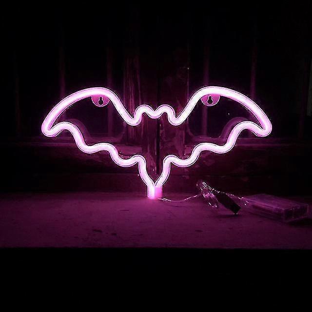 Neon-fledermaus-leuchtreklamen, Led-festival-fledermaus-neonlichter In Pink, Halloween-dekorationen Für Tisch, Schreibtisch, Innenbereich, Zuhause, Schlafzimmer, Usb-ladefunktion & Akku