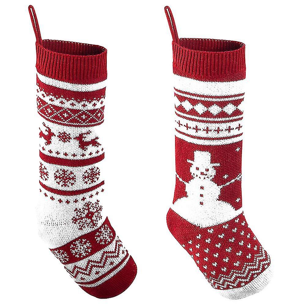 2er-pack Gestrickte Weihnachtsstrümpfe, Als Weihnachtsbaumschmuck Für Die Familie