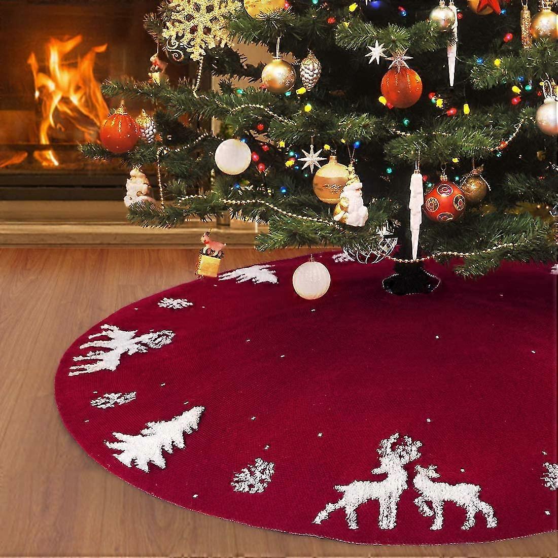 Weihnachtsbaumdecke 122 Cm, Gestrickt, 3d-elch-weihnachtsbaumdecke, Mangroven-baumdecke, Für Die Innen- Und Außendekoration