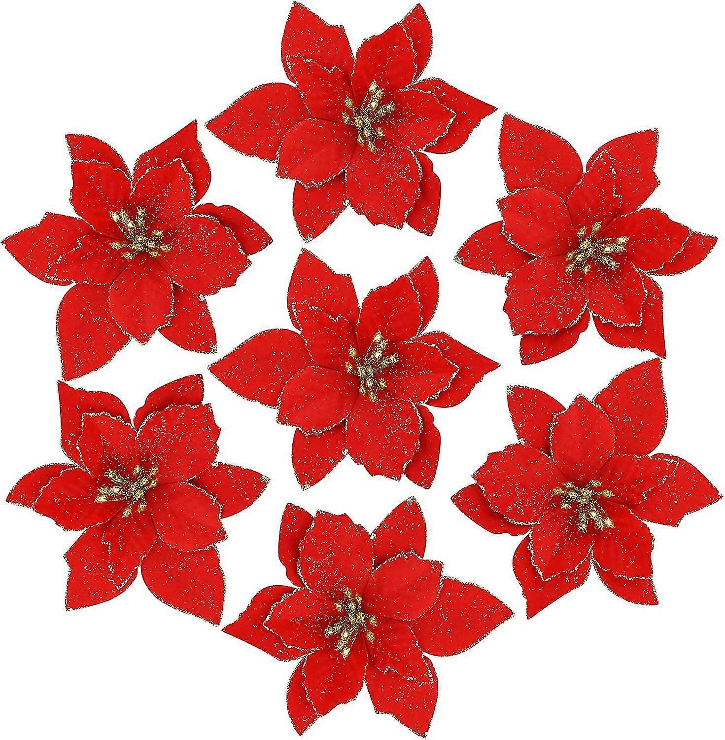 36-teiliger Weihnachtsbaumschmuck Aus Glitzernden Weihnachtssternen, Künstliche Weihnachtssternblüten, Dekorative Künstliche Blumen
