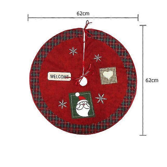 62 Cm Rote Weihnachtsbaumdecken Mit Weihnachtsmann- Und Elchmotiv, Weihnachtsbaumteppich, Dekoration Für Zuhause, Neujahr 2023
