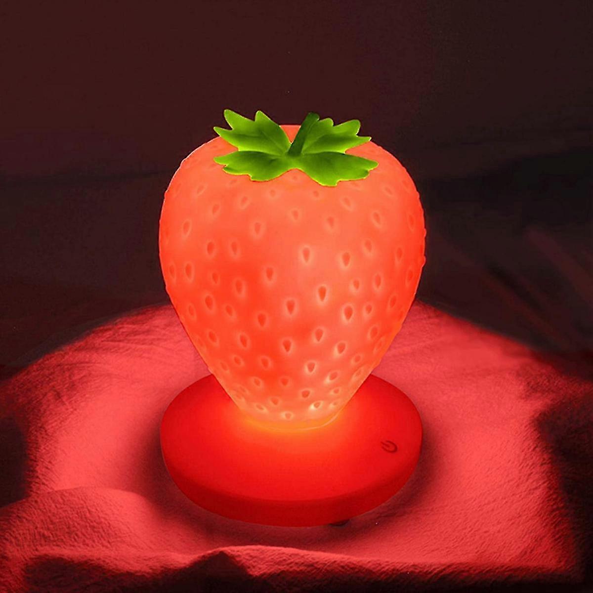 Erdbeer-nachtlicht, Niedliche Silikon-erdbeerlampe, Led-nachtlicht Mit Farbwechsel, 3 Modi Per Touch-bedienung, Ideal Für Geburtstag, Weihnachten Und Mehr (rot)