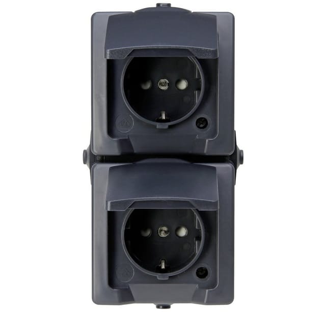 Kopp - 136915009 Feuchtraum-Schalterprogramm Steckdose mit Klappdeckel Nautic Anthrazit 1 St.