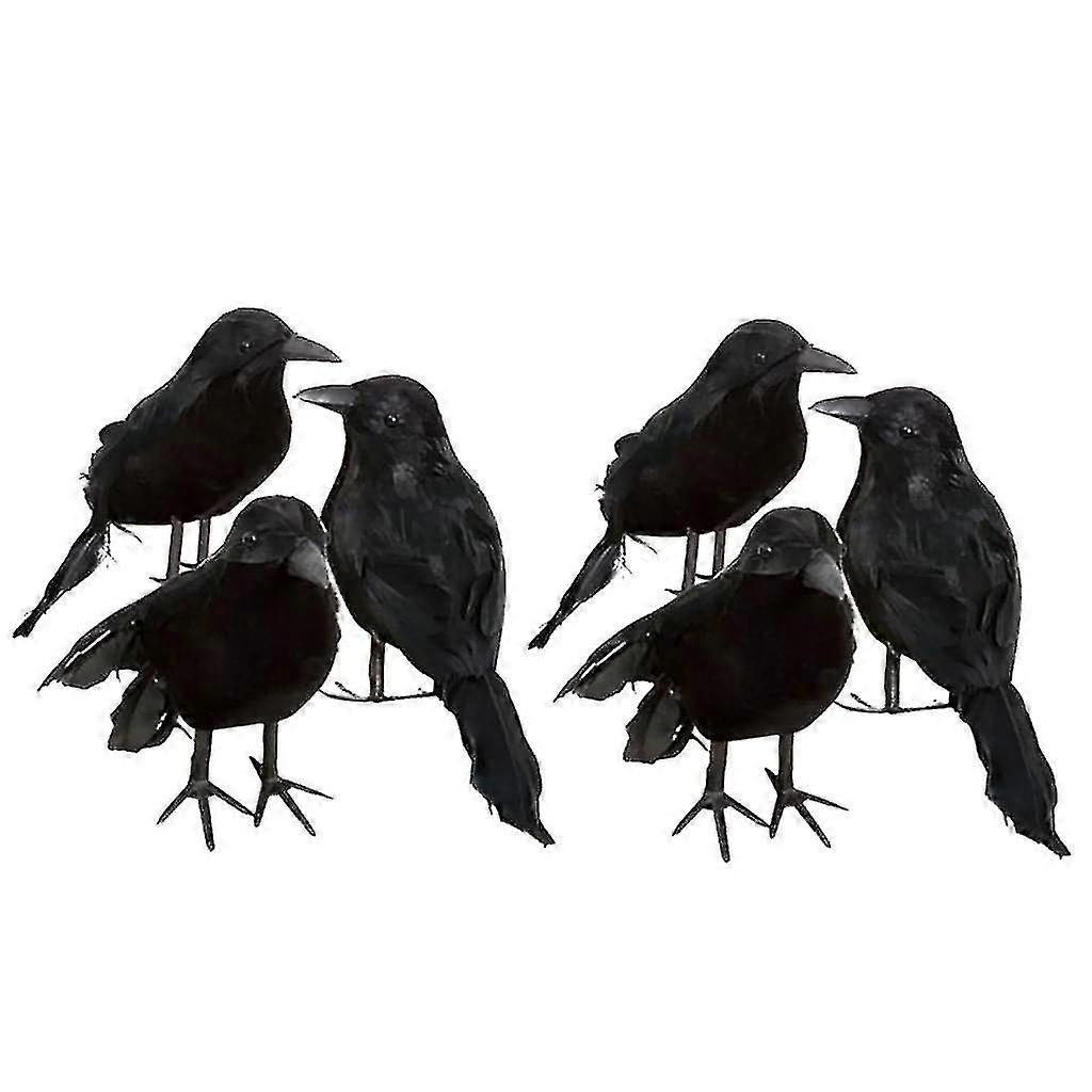 6 X Halloween-dekoration Krähe, Künstlicher Rabe Mit Federn, Schwarzer Vogel