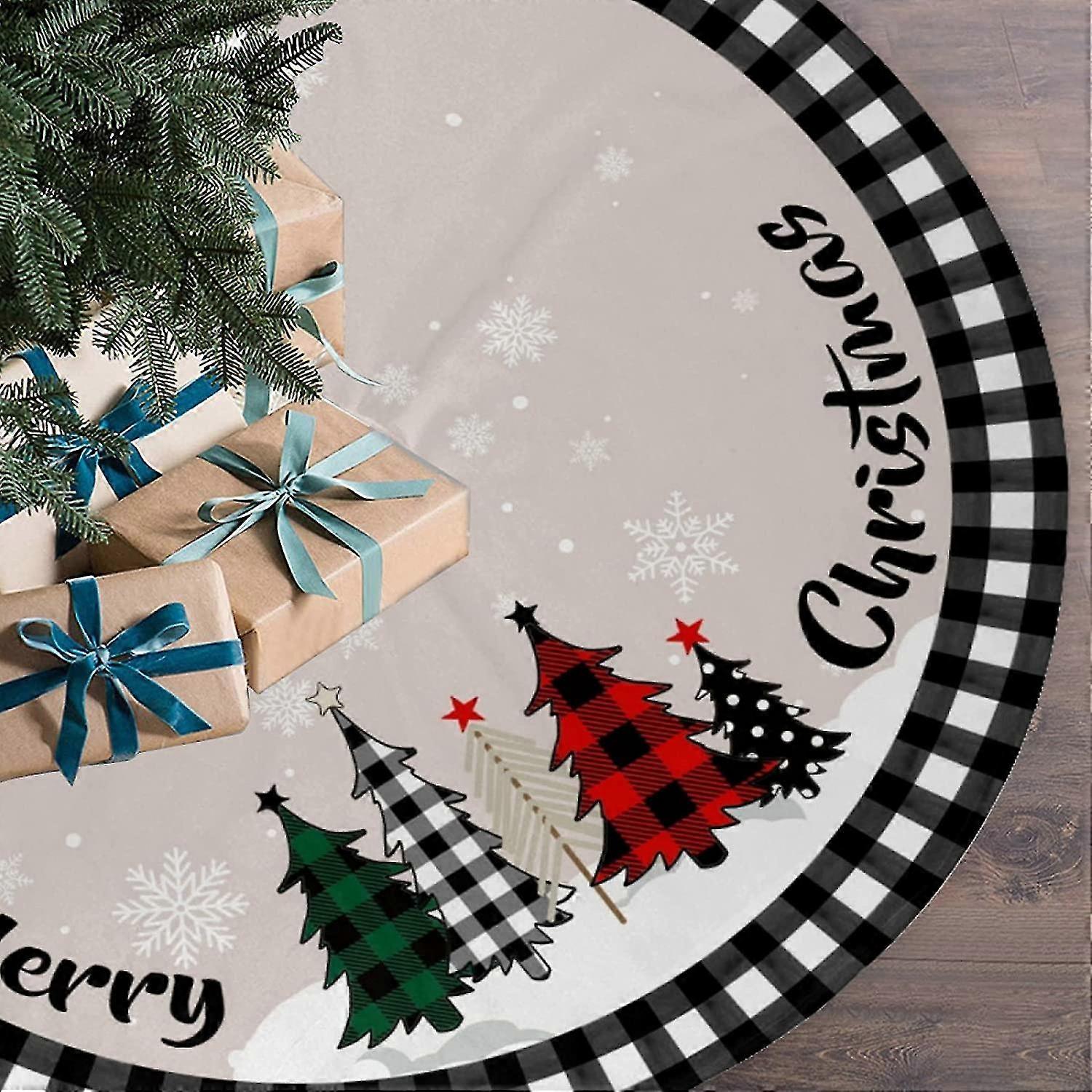 Weihnachtsbaumrock 48 Zoll Schwarz Büffelkaromuster Weihnachtsbaumrock Für Weihnachtsfeier