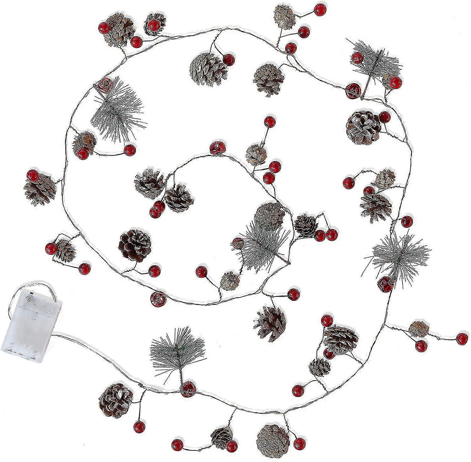 Weihnachtsgirlande Mit Tannenzapfen, Led-lichterkette, Außendekoration, Weihnachtsbaum-partydekoration