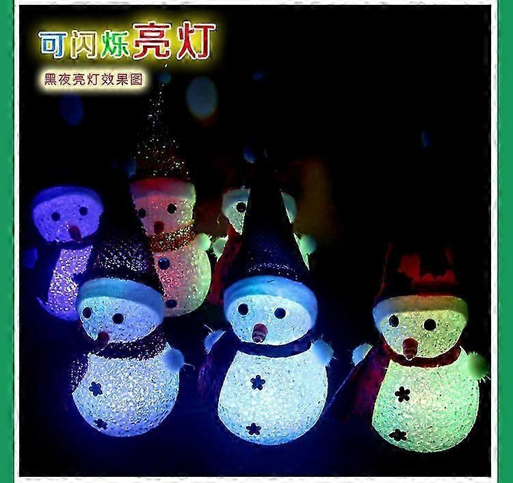 Buntes, Leuchtendes Ring-nachtlicht Aus Reiskorn-partikeln, Weihnachtsbaum-anhänger, Schneemann, Extra Groß, Ca. 16 Cm
