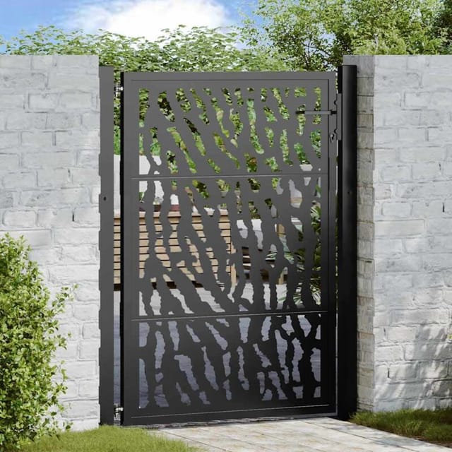 Gartentor Schwarz 105x130 cm Stahl Spurendesign - Vidaxl