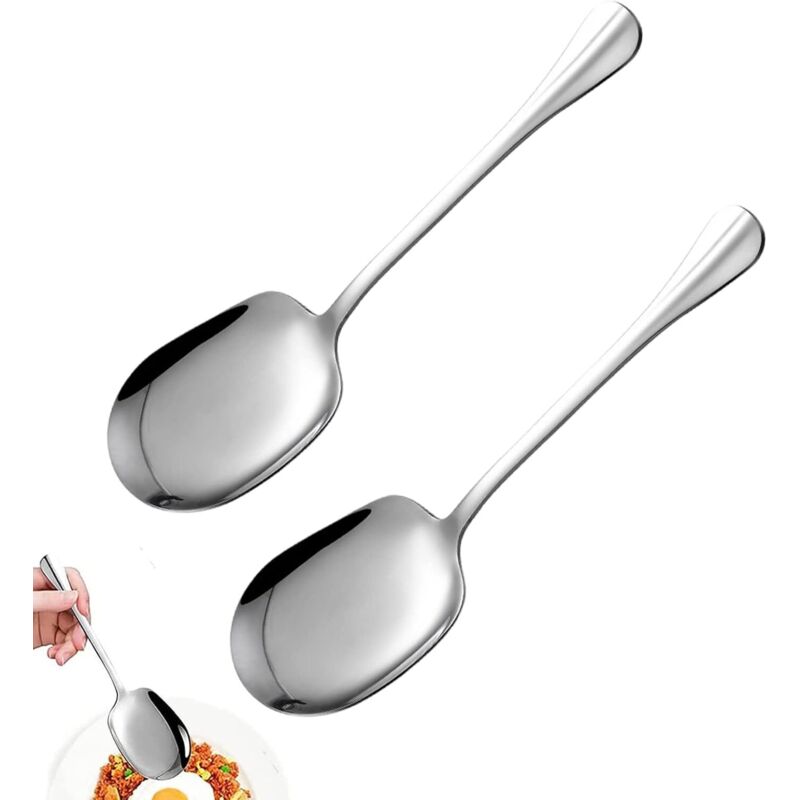 2 Stück Edelstahl-Servierlöffel, großer Servierlöffel, langstielige Esslöffel für Restaurants, Buffet, Bankett, Hotel - Lntyq