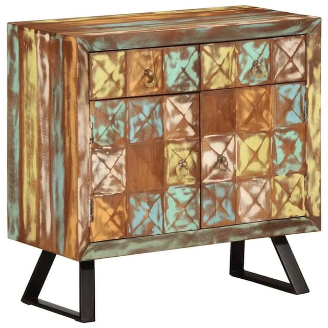 Schubladenschrank Mehrfarbig 70x35x70 Cm Altholz Massiv - Vidaxl
