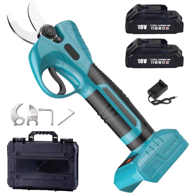 Elektrische Gartenscherenbatterie Mit 2 X 3000mah Akku Und Ladegerät, 18v Batteriebetriebene Gartenschere, Mit Bürstenlosem Motor Und Schneiddurchmesser 30mm, Kompatibel Mit Makita Batterie
