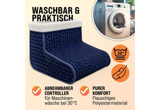 Elektrischer Fußwärmer 4-6 Heizstufen 90min Timer Größe 46,5-47 Fußheizung Wärmeschuh Überhitzungsschutz Waschbar Blau - Monzana