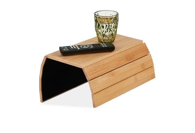 Relaxdays - Sofatablett Armlehne, Bambus, Armlehnentisch für Couch und Sofa, BxT: 43,5 x 33 cm, Sofaablage Getränke, natur