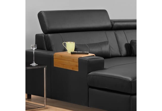 Sofatablett Armlehne, Bambus, Armlehnentisch für Couch und Sofa, BxT: 48 x 32 cm, Sofaablage Getränke, natur - Relaxdays