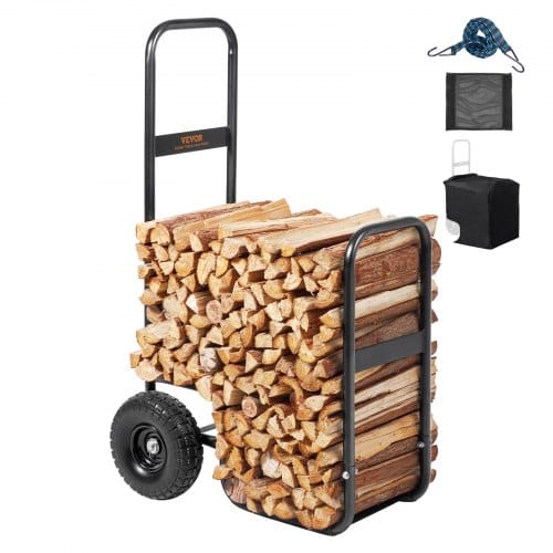 Mophorn - vevor Kaminholzwagen 67x52x110cm Brennholzwagen Pulverbeschichteter Stahl Brennholzkarre mit 266,7-mm-Gummirädern Holzwagen Max. 113,4kg