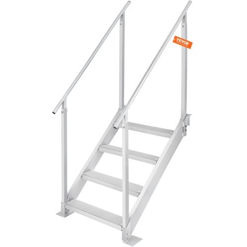Vevor 4-stufige Badeleiter Mit Zwei Handläufen Bootsleiter 800x1850x1750mm Poolleiter Aus Aluminiumlegierung Treppenleiter 250kg Tragfähigkeit 55x10cm Pedale Ideal Für Häfen Boot Schwimmbäder