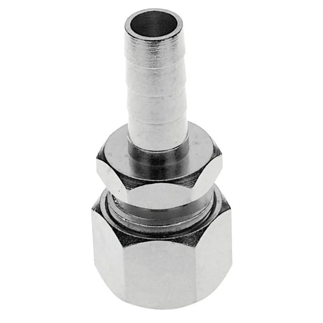 Quetschverschraubung, Compression fitting - Edelstahl, mit Schlauchtülle für Bierschlauch NW 7 mm
