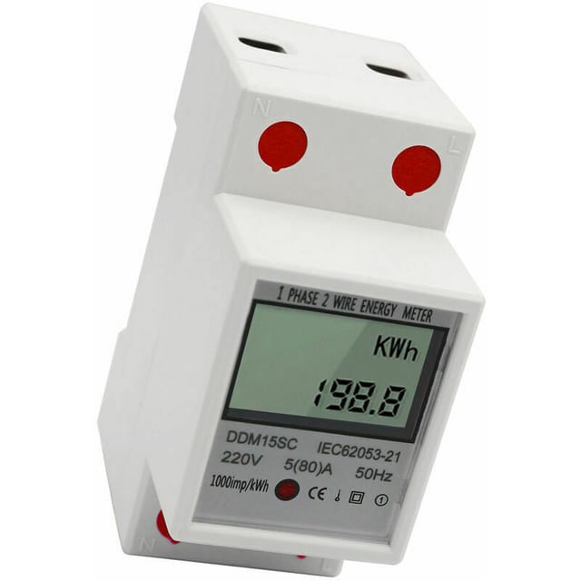 Tigrezy - EDF-Messgerät, einphasiges DIN-Schienen-Energiemessgerät, LCD-Digitalanzeige, 5–80 a, 220 v, 50 Hz, elektronisches KWh-Messgerät,