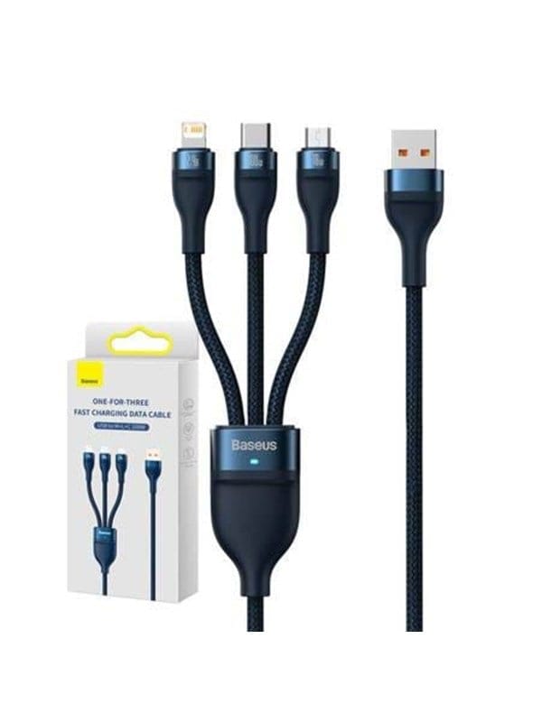 Baseus Flash Series II Kabel USB - USB Type C / Lightning / Micro USB 100 W 1,2 m blau (CASS030003)