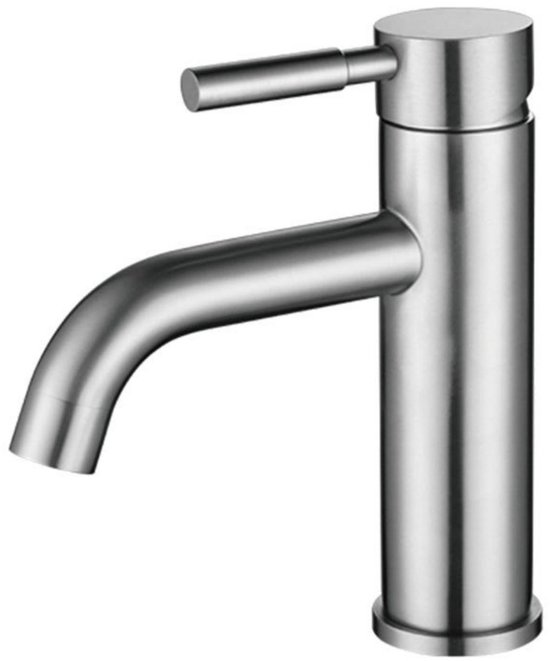 Waschtischarmatur – Auslaufhöhe 5,5 Cm – Einhebel-waschtischarmatur – Mischbatterie Für Warm- Und Kaltwasser Aus Gebürstetem Edelstahl