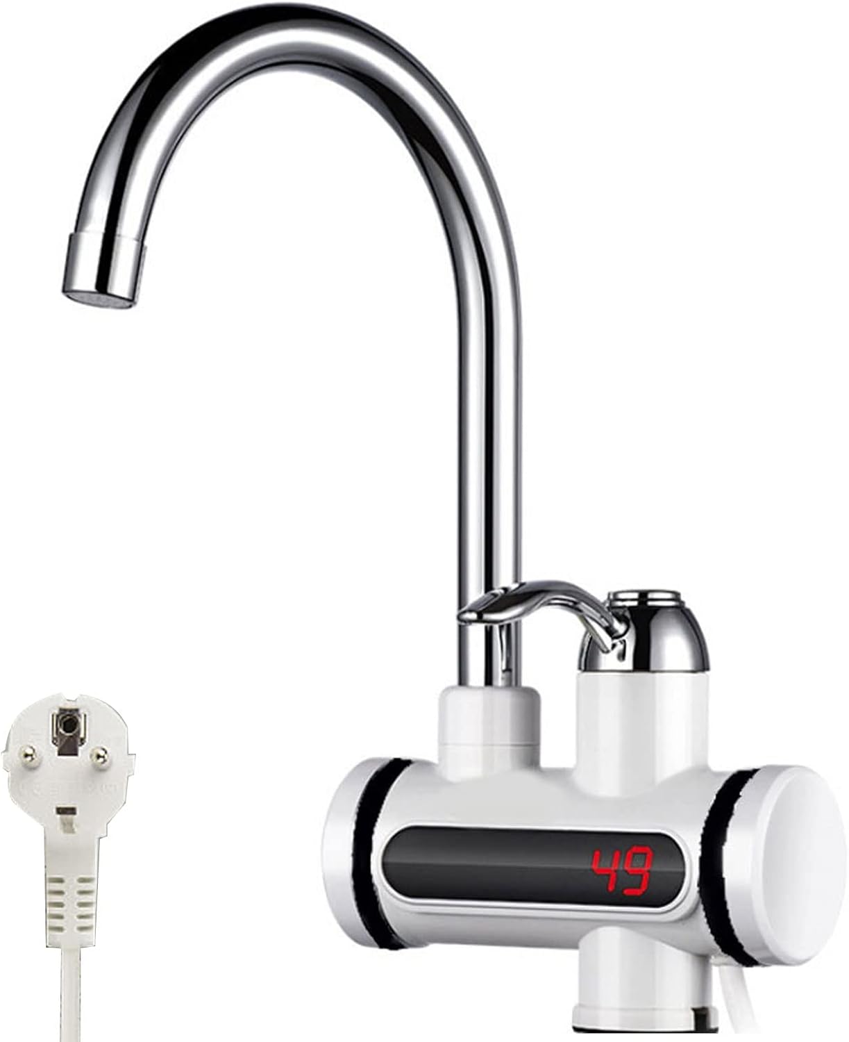 Elektrischer Wasserhahn, 3000 W, Weiß, Für Die Küche, Elektrischer Wasserhahn Mit Durchlauferhitzer, Warmwasserhahn Mit Digitaler Led-anzeige