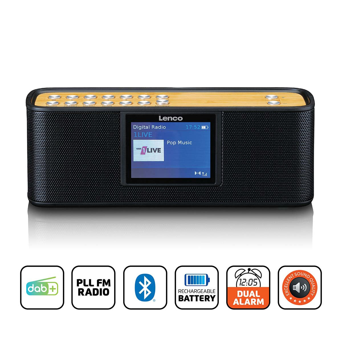 Tragbares Dab+-radio Mit Bluetooth, 2,4-zoll-display, Schwarz