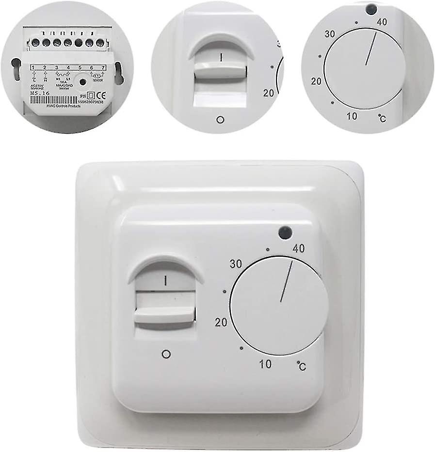 Manueller Elektrischer Gulvvarmetermostat Mit Ac 220 V, 16 A-sonde, Mechanischer Gulvvarmetermostatkontroll [energieklasse A+++] (x)