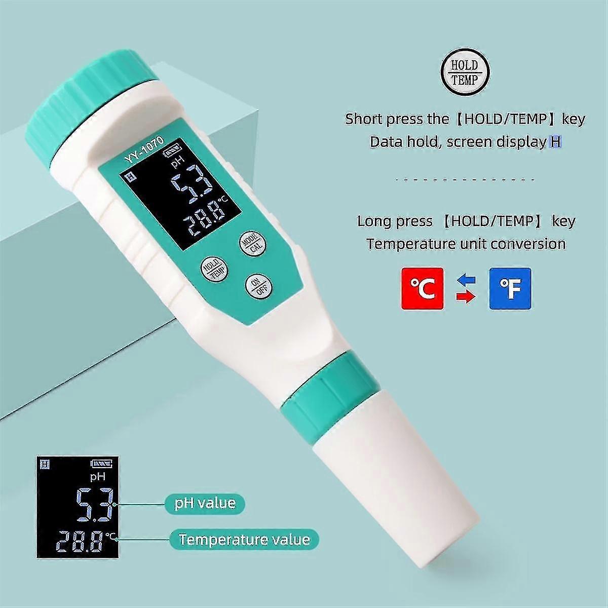 7-in-1 Ph-meter/freies Chlor/reduktionspotenzial/leitfähigkeit/gesamtfeststoffgehalt/salzgehalt/temperatur, Salzgehaltsmessgerät Für Schwimmbäder, Ip67 Wasserdicht
