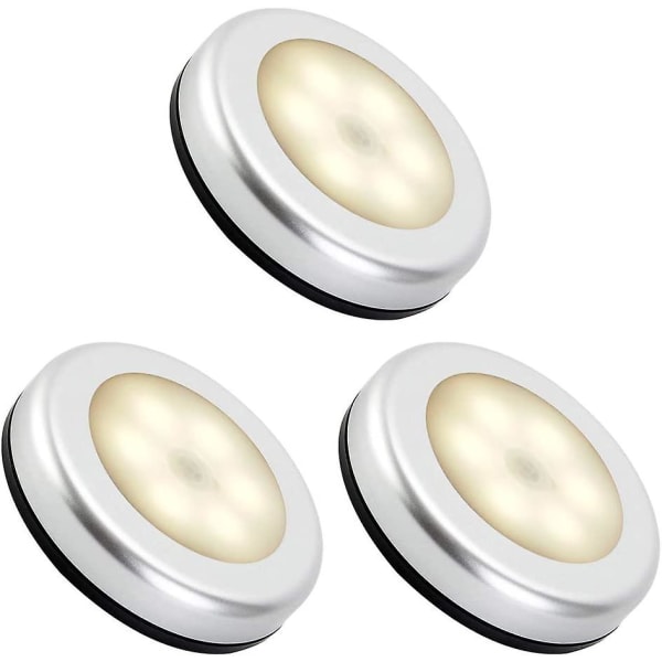 Bewegungsmelder-nachtlicht Für Den Innenbereich, Batteriebetriebenes Led-licht, Automatischer Schalter, 3m-kleberückseite (3 Stück, Warmweißes Licht)