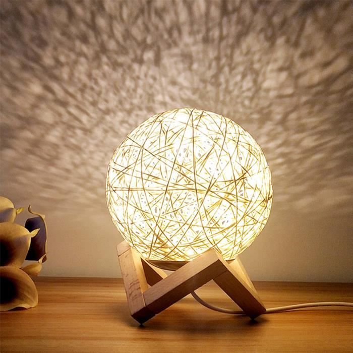 Nachttischlampe Aus Korbgeflecht – Hzdhclh – Stoßfest – Usb-ladefunktion – Led